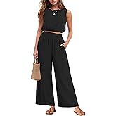 GRECERELLE Two Piece Sets for Women Sleeveless Crop Top Wide Leg Pants Sweat Set for Women Tracksuits 2026 Summer