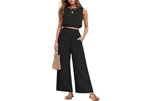 GRECERELLE Two Piece Sets for Women Sleeveless Crop Top Wide Leg Pants Sweat Set for Women Tracksuits 2025 Summer