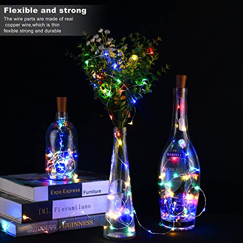 LEDIKON Upgraded 20 Pack 20 LED Colored Wine Bottle Lights with Cork,3
