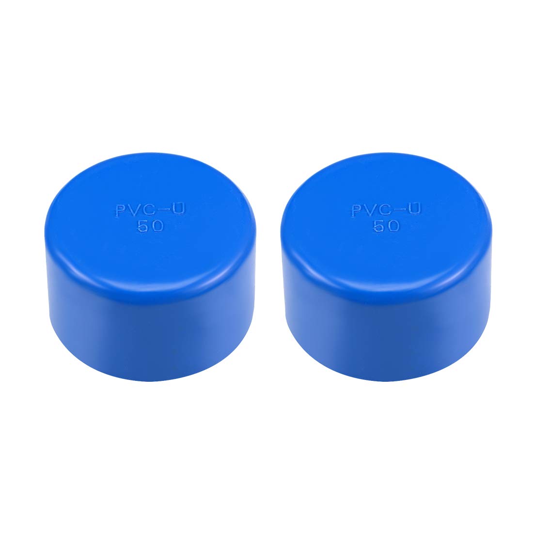 sourcing map 50mm Schedule 50 PVC Pipe Cap Fitting, Slip End Caps DWV(Drain Waste Vent) Irrigation Swimming Pool Sound Deadening, Blue 2Pcs