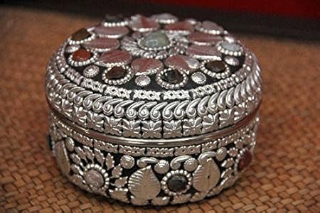Caja, caja, joyas, Box, redondo, accesorio, asiáticas, India: Amazon.es: Hogar