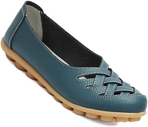 Fangsto Women's Cowhide Leather Loafers Flats Sandals Slip-On