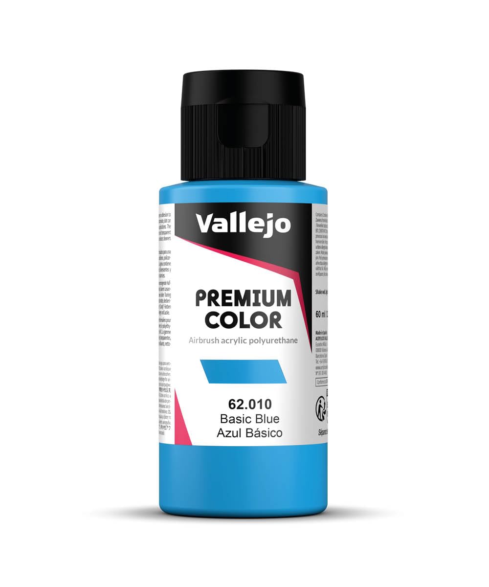 Vallejo Premium Color Acrylic Paint, High Resistance for Airbrush, Ideal for Manipulation and Impact, 60ml, Basic Blue