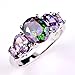 Narica Womens Brilliant 8x10mm Pear Cut Rainbow Topaz Amethyst Cocktail Ring