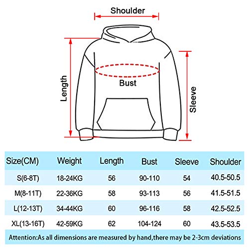SunFocus Ragazzi Felpa con Cappuccio per Ragazze Giovani Manica Lunga Pullover a Maniche Lunghe con Stampa Digitale 3D Animale Grafica con Tasca per Viaggio di Vacanza Indossa L