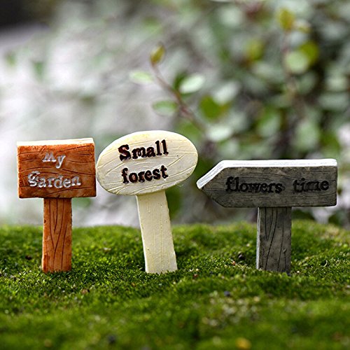 1 Set/3 piezas resina Signpost Micro paisaje jardín de hadas ...
