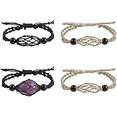 4 PCS Crystal Cage Bracelet Cord Holder Empty Stone Holder Replacement Hand-Woven Cord with Adjustable Length for Jewelry Making (Style 6)