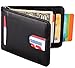 Mens Wallet Slim Leather Front Pocket Wallet Money Clip with Pull Tab Slot and RFID Blocking - Black