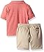 Nautica Baby Boy's Stripe Polo with Pull On Short Set, Coral, 12 Months