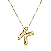 Cicy Bell Initial Necklace for Women 14k Gold Plated Cubic Zirconia Trendy Personalized Dainty Letter Pendant Necklace Gifts
