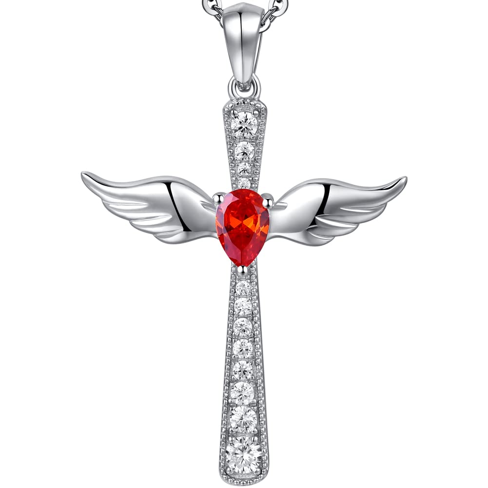 Cross Necklace Womens Cross Necklace Angel Wings Cross Necklace Classic Silver Cross Necklace with Wings Silver Cross Necklace,Cross with Wings Necklace for Women Girls Cross Angel Wings Necklace