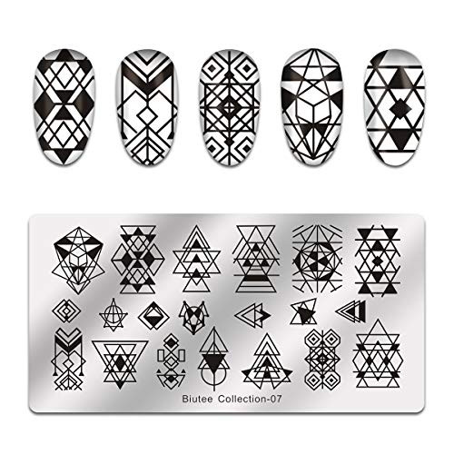 Biutee　Nail Art Stamp Stamping Templates Stamper Scraper Kit 4 Manicure Plates Set with 1 Polish Stamper  Leaves Flowers Geometric letter Nail Template with nail　 - Thumbnail 7