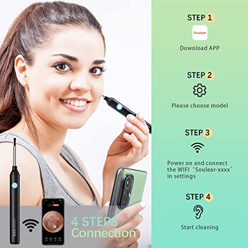 Earwax Removal Ear Wax Electric Tool Irrigation Kit Reusable Cleaning Washer Safe Otoscope with Light Rechargeable Flush for Adults Cleaner Camera Blue 7 pcs 19 Ounce