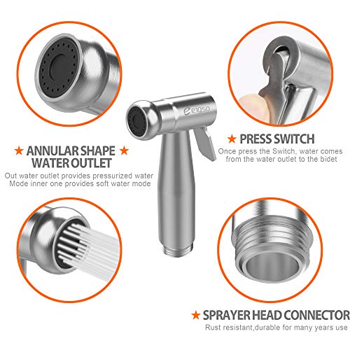 EIGSO Handheld Bidet Sprayer,Complete Premium Stainless Steel Bathroom Shattaf Sprayer Best Used for Personal Hygiene,Potty Toilet Spray (EIGSO-002)