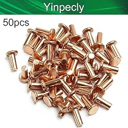 Yinpecly Flat Head Rivets 4x10mm(DXL) Semi-Tubular