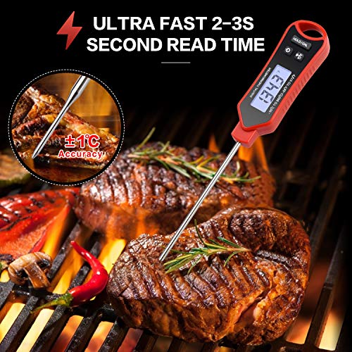 Meat Thermometer,Instant Read Digital Thermometer Waterproof with Super Long Probe for BBQ, Meat, Candy, Oil,Liquid, Milk Home Grilling Cooking Kitchen Thermometer