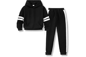 Voxikidio 2025 Girls Sweatsuit Set Cute Hooded Sweatshirt & Jogger Pants with Pocket Casual Outfuts Set
