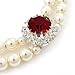 2 Strand Light Cream Imitation Pearl CZ Wedding Choker Necklace (With Ruby Red Coloured Central Stone)