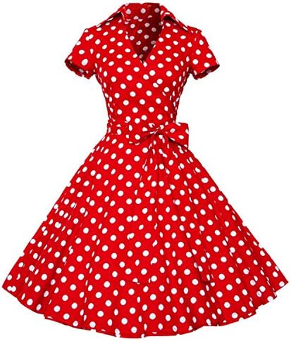 New Women Summer Retro Vintage Pin Up Short sleeve Vestido de fiesta Dresses Polka dots Cotton Dress Dot red 4XL