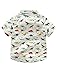 Abolai Boys' Short Sleeve One Pocket Dinosaur Pattern Woven Shirt White 130