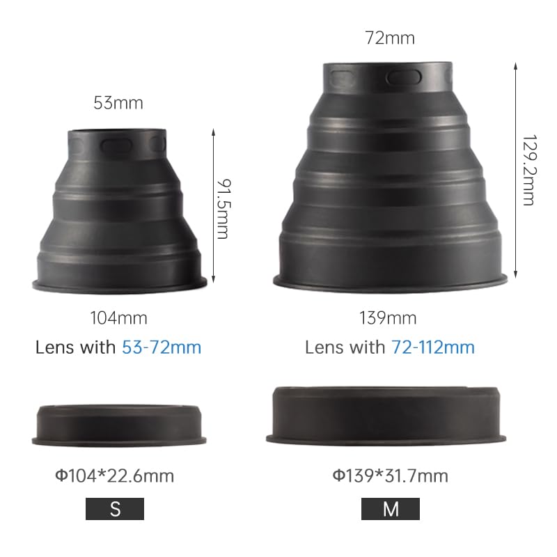 TONHOKJ Universal Folding Anti-Reflective Silicone Lens Hood for DSLR Cameras (72-112mm) - Portable Protective Accessory