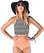 Mansy Women's 2PCS Tripe Padded Push Up High Waisted Bikini Swimsuit Swimwear
