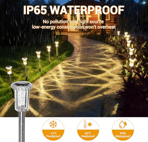 Aourow 6 Pack Solar Garden Lights Outdoor Warm White LED Solar Lights Waterproof Outdoor Garden Balcony Patio Lawn Pathway Yard
