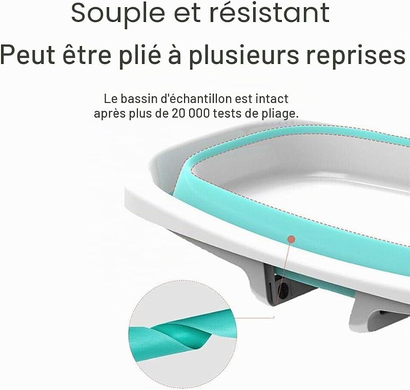 Baignoire Pliable Bébé, Baignoire Bebe sur Pied avec Coussin de Soutien de la Tête, Baignoire Pliante Bebe, Baignoire Bebe pour Douche et Bain, Baignoire de Voyage pour Enfant 0-3