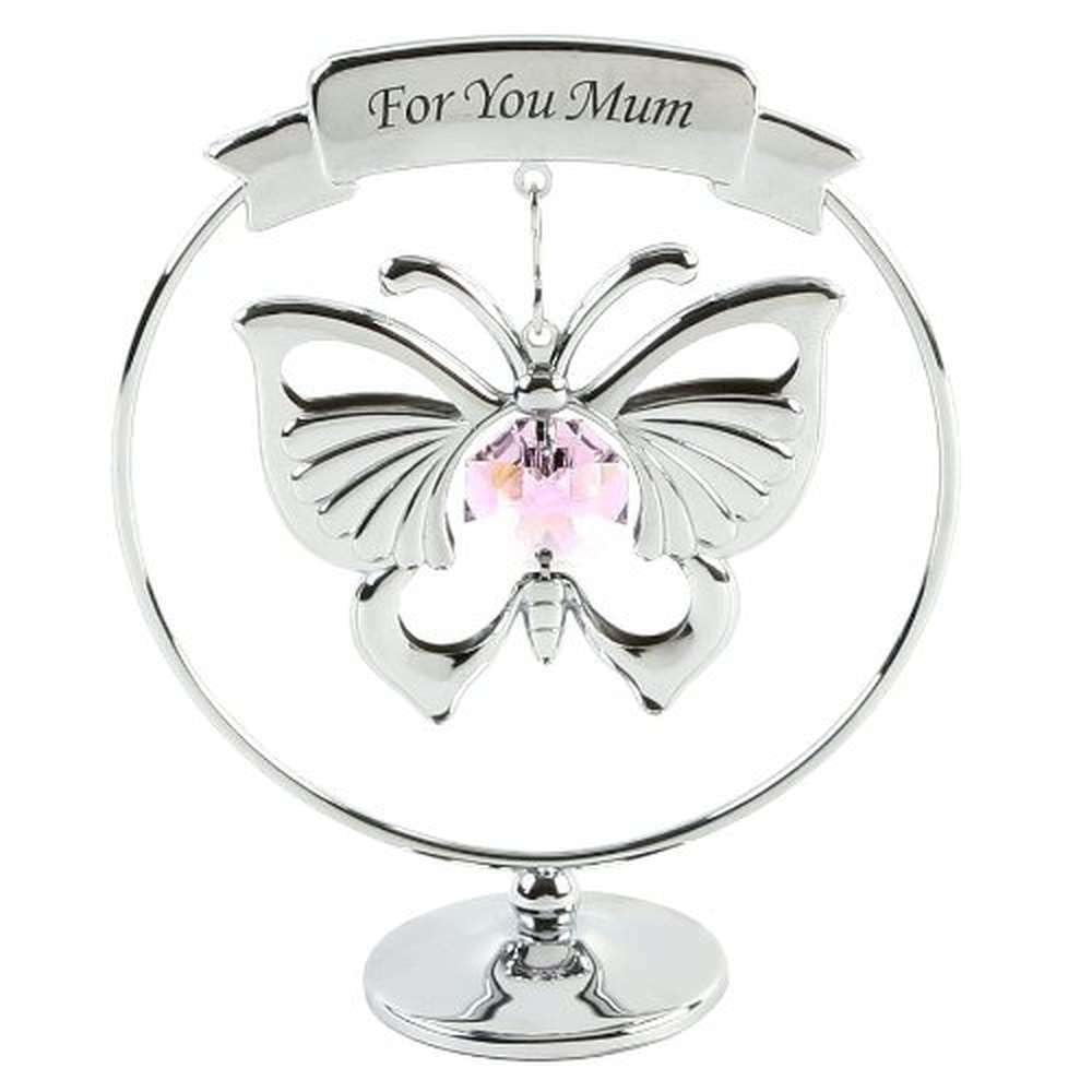 Crystocraft Chrome Plated Circle & Butterfly Gift 'For You Mum'