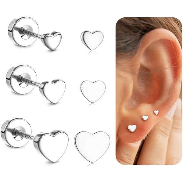 SLUYNZ Orecchini A Cuore Cavo In Argento 925 – Borchie Da 8mm, Ipoallergeniche, Per Donna E Ragazza, Con Panno Pulente