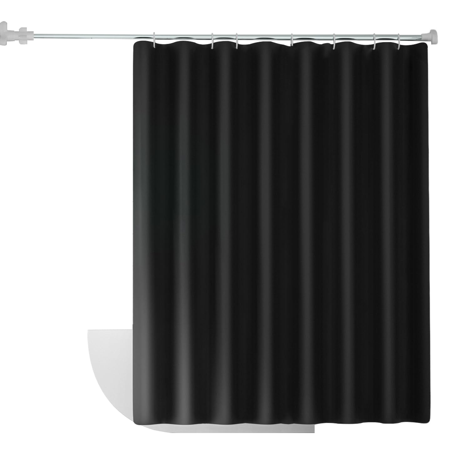 Huipalon Black Heavy Duty Shower Curtain, 180 x 180cm, Anti Mould, Waterproof, Weighted with 12 Hooks (71 x 71 Inch)
