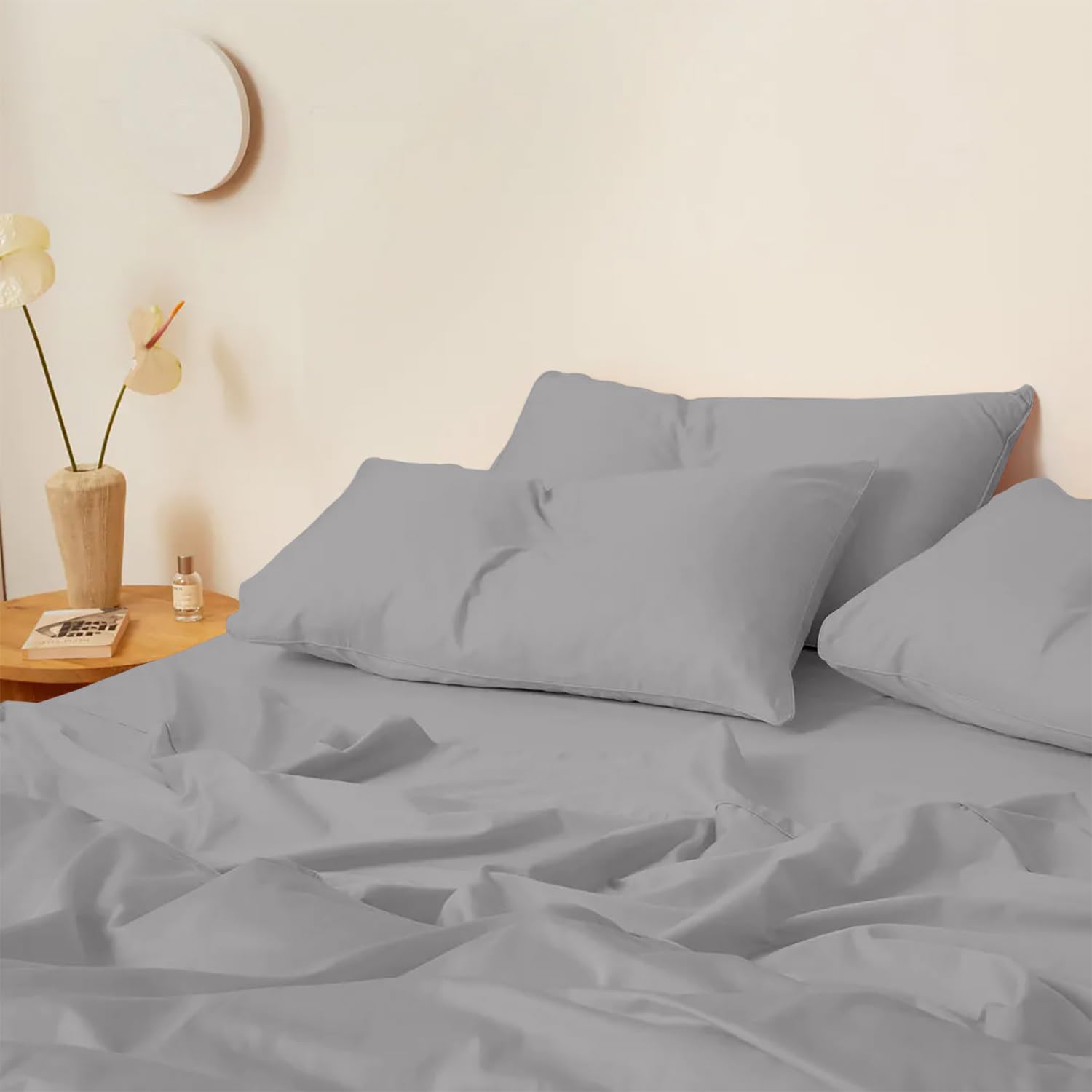 Kotton Culture Super King size Sheets 4 Piece 100% Egyptian Cotton 600 Thread Count Soft Long Staple Cotton Bedding Luxury Hotel Sheets with Deep Pocket Smooth Sateen Weave (Silver)