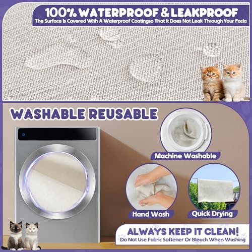 Loiion Anti Cat Sofa Covers, Sofa Protector for Cats, Waterproof Armchair Cover, 3 Seater Canapé Tapestry, Anti Cat and Pet Dog Armchair Lining, Beige Storage Cover 340 x 180 cm