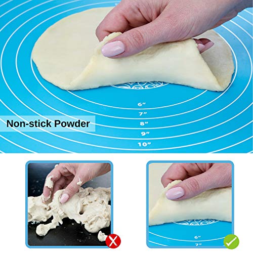 Silicone Baking Mat with Measurements, Dough Rolling, Cooking mat, Heat Resistance, Bread Kneading Board, Reusable, Non stick Pastry mat, Baking Pastry Mat, BPAFree, Blue
