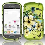 Samsung Galaxy Exhibit T599 Rubberized Design Hard Cover (Hawaiian Flowers)