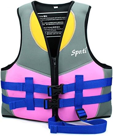 Genwiss Life Jackets for Girls Neoprene Child Life Vest Purple for 7-8 Years 52-66 lbs