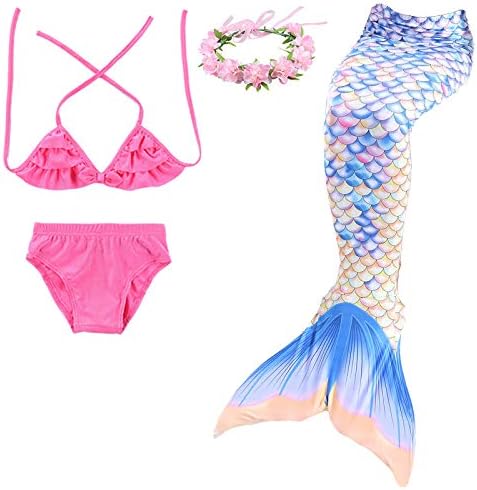Mermaid Tail Swimming Girls 4Pcs Bikini Set