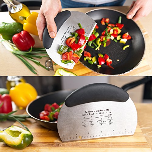 KiTheea Stainless Steel Dough Cutter – Bench Scraper and Pastry Cutter – Dough Scraper - Perfect as a Chooping Knife and Bowl Scraper Tool – Circle Cookie Cutters – Ebook Bonus