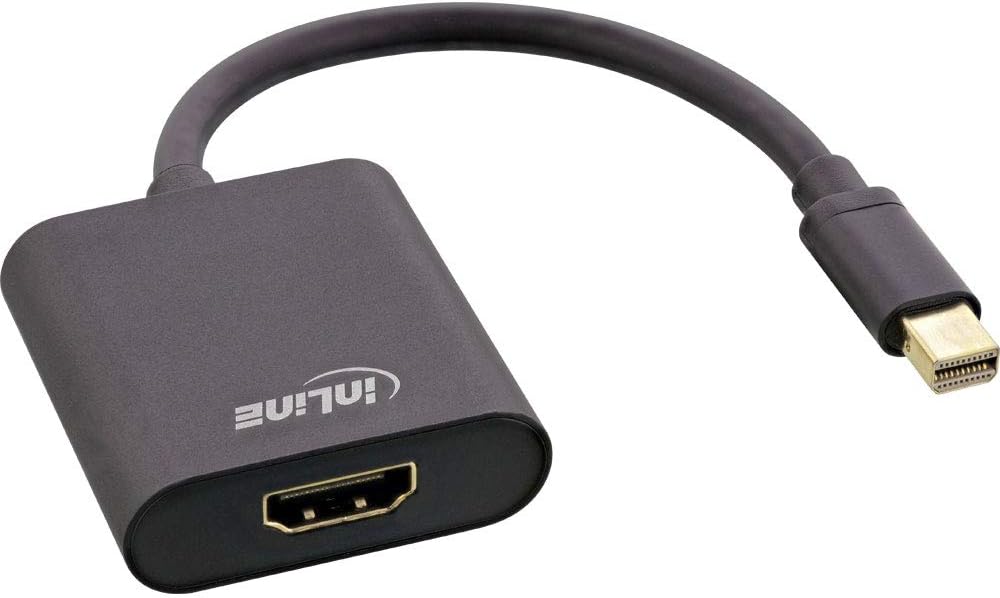InLineMini DisplayPort HDMI Adapter Cable Aluminium with Audio, 4K/60Hz, Black, 0.15 m
