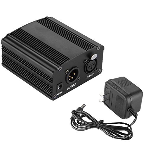 Floureon Portable 1- Channel 48V Phantom Power Supply For Condenser Microphone US