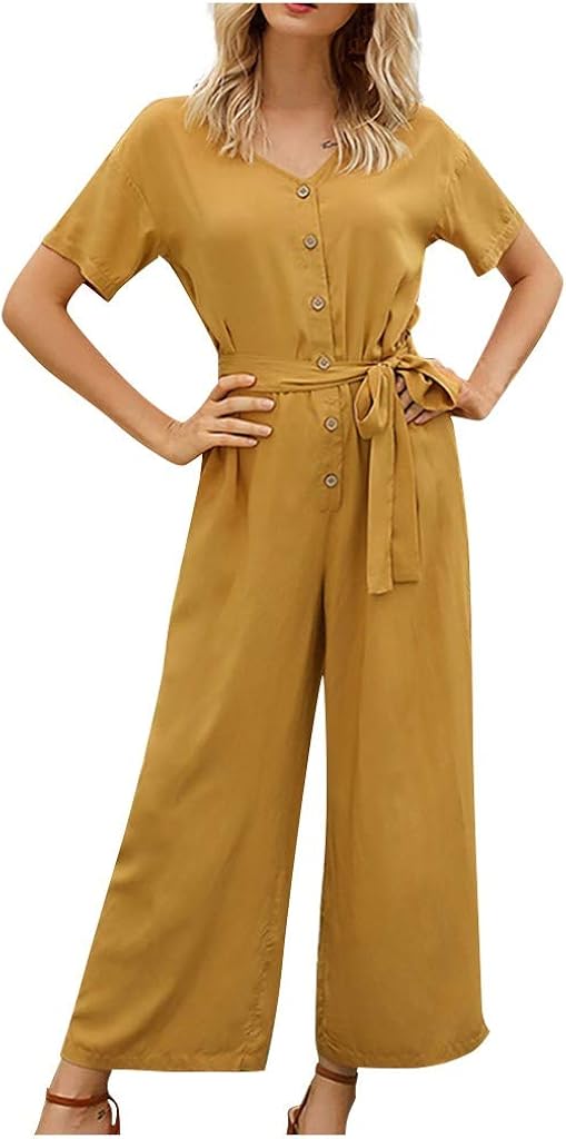 Casual Jumpsuit Women Summer Solid Color Slim Fit Jumpsuits Single