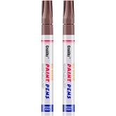 Brown Paint Markers, 2 Pack Oil-Based Waterproof Quick Dry Permanent Paint Pen Set for Rocks Painting, Wood, Fabric, Plastic, Canvas, Glass, Mugs, Metal, Tire, Stone, DIY Craft