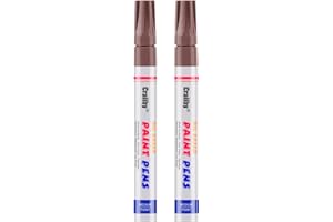 CRAIIBY Brown Paint Markers, 2 Pack Oil-Based Waterproof Quick Dry Permanent Paint Pen Set for Rocks Painting, Wood, Fabric, Plastic, Canvas, Glass, Mugs, Metal, Tire, Stone, DIY Craft