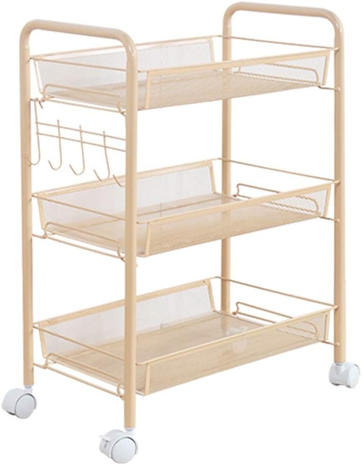 Carrito de Almacenamiento Rodante 3-Tier Beige acoplamiento del metal