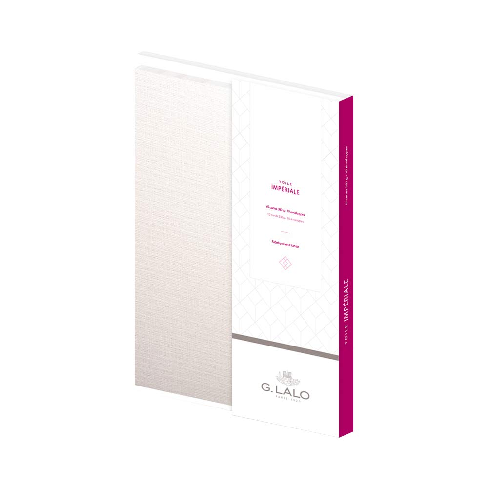 Lalo 26600L - Toile Imperial Correspondence Set with 10 plain business cards. Size: 8.5x13.5 cm 300g and 10 lined envelopes 9x14 cm, Imperial Canvas, White