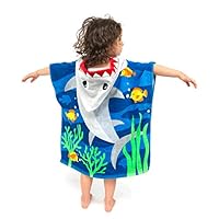 ZINGLIFE Hooded Towels for Kids Baby Boys Girls Toddlers Child Poncho Bath Towel for Beach Pool 100% Cotton Ultra Breathable Soft Enough Thick for Winter Size 24" x 47"(Brave Shark)