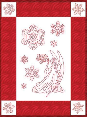 Angel Breath by Helene Knott - 17" x 23" Redwork Wall Hanging