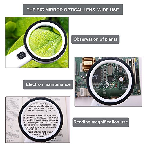 30X High Power Handheld Magnifying Glass with Led Light, Double Glass Lens Jumbo illuminated Magnifier Glasses for Reading, Soldering, Inspection, Coins, Jewelry, perfect for Macular Degeneration