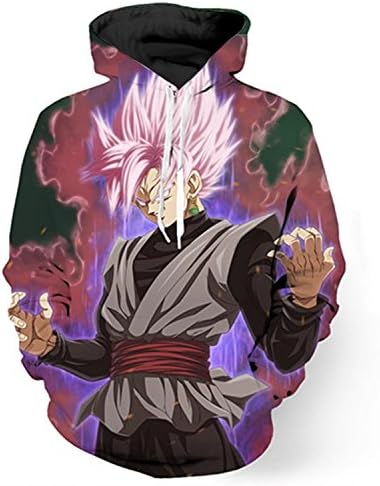 elrjghe Unisex Realistic 3d Printed Dragon Ball Z Hoodies Son Goku Hooded Sweatshirt with Big Pockets as photo XXL