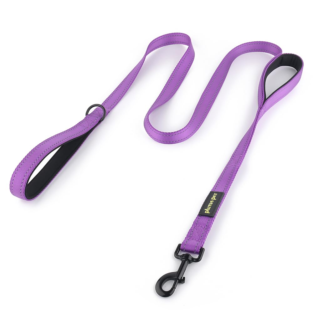Pioneer Petcore Dog Lead 6ft Long,Traffic Padded Two Handle,Heavy Duty,Reflective Double Handles Lead for Control Safety Training,Leads for Large Dogs or Medium Dogs,Dual Handles Leashes(Purple)
